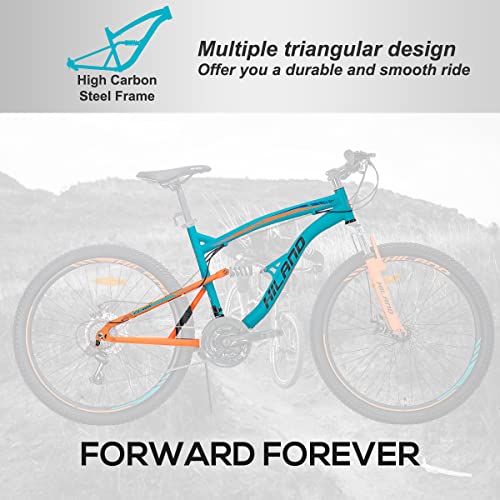 Hiland Full Suspension Mens Mountain Bike, Shimano 21 Speed, 26 Inch Wheel,Dual Disc Brake Bike for Men Womens Adult Bicycle - Thumbnail 3