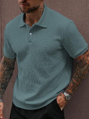Image of GRECIILOOKS Textured Polo T-Shirt for Men | Premium Jacquard Collared Cotton Blend Polo | Smart Casual & Formal t Shirt for Men | Stylish t Shirt for Mens for Office, Party & Everyday