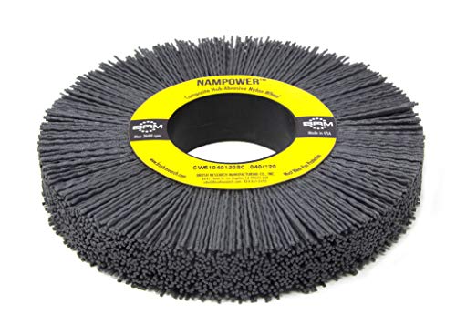 Image of Brush Research CW61040120SC Nampower Composite Hub Abrasive Nylon Wheel Brush, Round Hole, Silicon Carbide Filament, 6 inch Diameter, 0.040 inch Wire Diameter, 2 inch Arbor Hole, 1.5 inch Bristle Length, (Pack of 1)