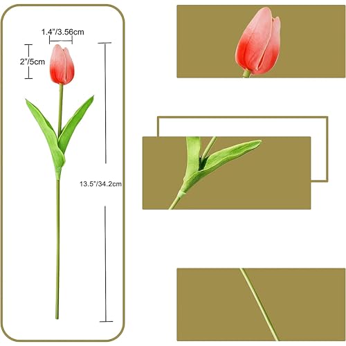 Image of ONLY ART Artificial Tulip Flowers with Soft Latex Materials for Home & Kitchen Decoration
