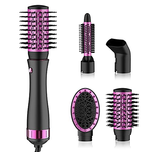 Blow Dryer Brush, Volumizing Hair Dryer Brush Blow Dryer Brush in One Round Hot Air Brush for All Wet Women Hair Roller Paddle Drying with Blowout Brush Attachment Set