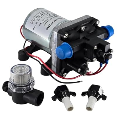 RV Water Pump 4008-101-A65/E65 | 3.0 GPM - 55 PSI | 12V Camper RV Water Pump | On Demand Diaphragm | Quiet & Smooth Operation | Self Priming | Quick Attach Fitting | 1 Pump + 1 Strainer