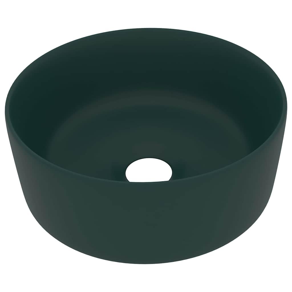 Lavabo redondo verde oscuro mate 40 x 15 cm de cerámica