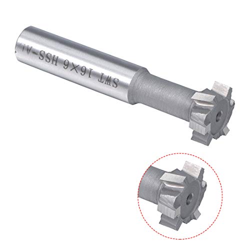 Image of uxcell HSSAL T Slot End Mill Milling Cutter 6 Flutes 16mm Cutting Dia 6mm Depth