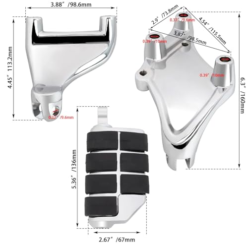 Image of Rear Passenger Footpegs Foot Rests Pedal Mount Fits for Harley Sportster 883 1200 2014-2022,Chrome