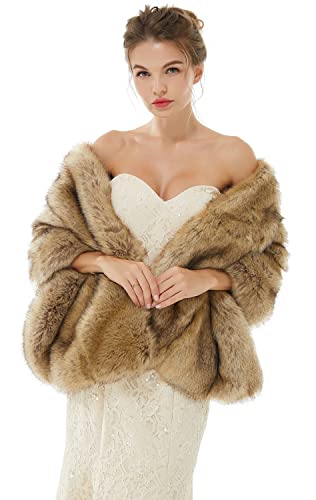 Women's Stole Faux Fur Shawl Shrug Wraps Cape For Wedding Party