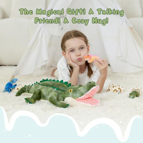Image of Talking Alligator Stuffed Animal with 3 Babies & 3 Eggs, 23.6 inch