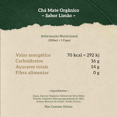 PODER DA TERRA - Mate Orgânico com Limão - Bebida Natural, Sem Conservantes, Sem Glúten - Ingredient