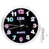 Reloj de Pared Luz de Color LED Reloj de Pared de Moda Sala de Estar Reloj de Cuarzo Colgante Decoración del hogar
