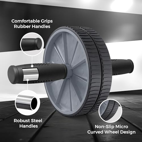 Image of Jaspo AB Drive Abs Roller Wheel with Stainless Steel Rod for Men & Women - Core Strength Training Abdominal Workout Equipment for Home Gym