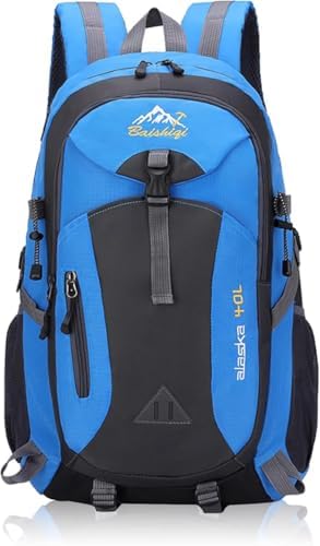 Men’s 40L Waterproof Hiking Backpack, Lightweight Foldable Daypack with Multi Pockets, Laptop Compartment, Breathable Polyester Rucksack for Outdoor Camping, Walking, Travel-Blue image 4