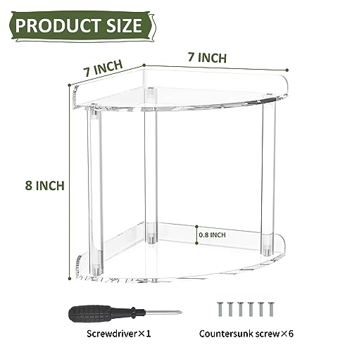 Sezanrpt 2 Tier Countertop Corner Organizer Shelf 7X7X8 Inch, Acrylic Bathroom Organizer Corner Shelf For Countertop thumb #2