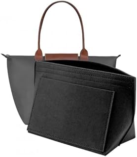 Wisebom Organizador de Fieltro para Longchamp, Organizador de Inserción de Fieltro para Bolsos de Tote, Ligera Organizador para Bolsa con Múltiples Bolsillos para Llaves Cosméticos (Negro, L)