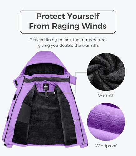 Image of Wantdo Women's Mountain Waterproof Ski Jacket Windproof Rain Jacket Winter Warm Hooded Coat