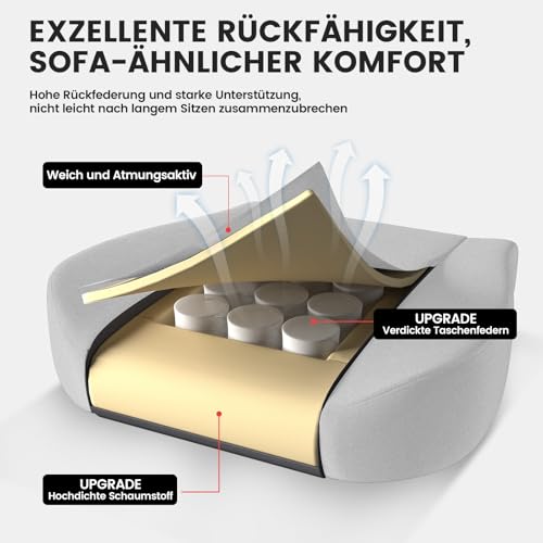 GTPLAYER-Gaming-Stuhl-Stoff-Gaming-Sessel-mit-Taschenfederkissen-ergonomischer-Drehstuhl-Gamer-Stuhl-mit-Fusstutze150-kg-Belastbarkeit-grau | Dealmeister.io Alt tag für bilder post titel