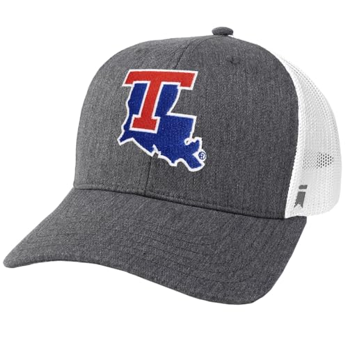 Louisiana Tech University Primary Logo Official Collegiate Team Logo Adjustable Snapback Trucker Hat - Unisex for Men and Women, Athletic Heather