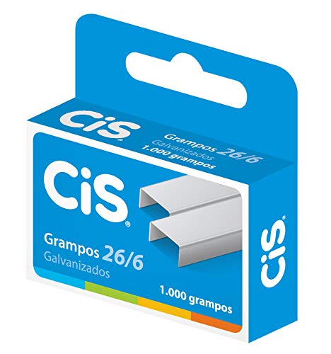 Grampo Galvanizado 26/6 p/25 folhas com 1000 Unidades, CIS, 18.7400, Caixa c/10 (Total 10.000 grampo