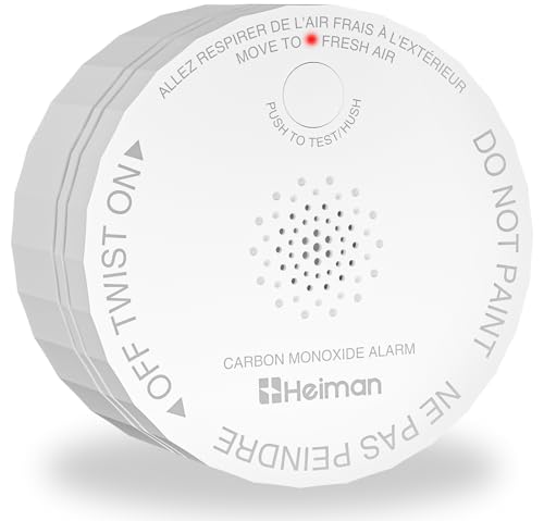 Heiman Carbon Monoxide Detector, Nano-Sized Portable CO Alarm Battery Powered, ETL Listed, 10-Year Battery Figaro Sensor, Test Button, Small Firm Alarm for Home Travel Vehicle RV, UL2034 Standards