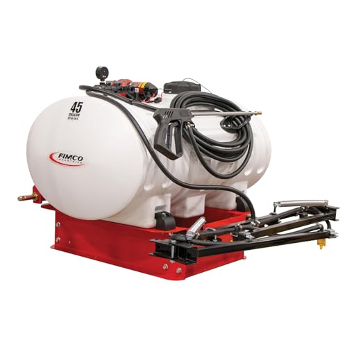 FIMCO 5303244 45 Gallon 3 Point Hitch Sprayer, 12V 2.4 GPM Pump, 4 Nozzle Folding Boom, TeeJet AIXR Tips, Category 1 Tractor Mount, 120 Inch Coverage, Spray Wand, Farm Acreage Use