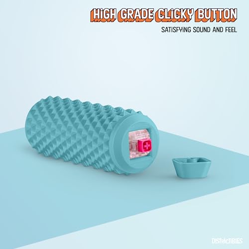 Image of Sensory Roller Fidget with Clicker, Tactile Spikes for Anxiety, Stress Relief, Pain Stimulation, Autism & Over Stimulation with Lanyard (Blue)