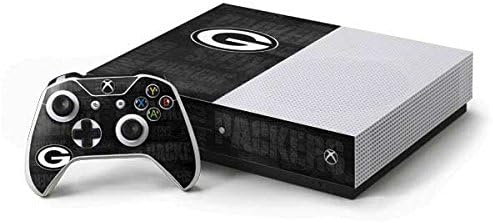 Skinit Decal Gaming Skin Compatible with Xbox One S Console and Controller Bundle - Officially Licensed NFL Green Bay Packers Black & White Design