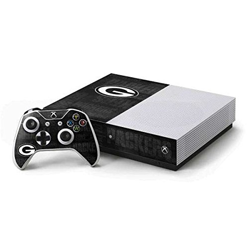 Skinit Decal Gaming Skin Compatible with Xbox One S Console and Controller Bundle - Officially Licensed NFL Green Bay Packers Black & White Design