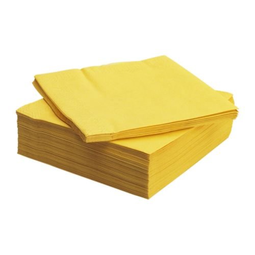 Ikea Fantastisk Servilleta, Papel, Amarillo, 20x20x5 cm, 50 Unidades