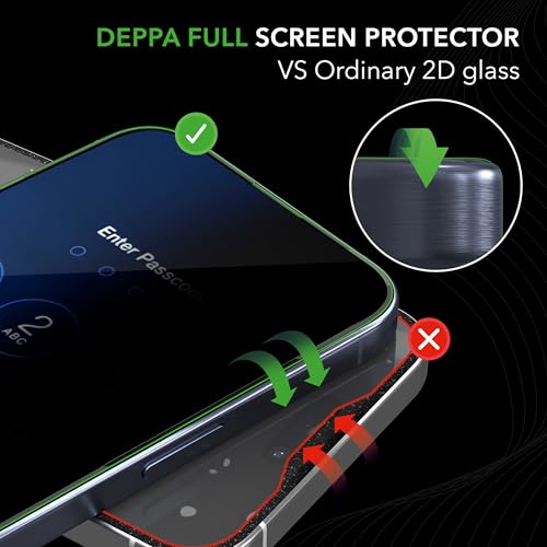 Image of Deppa |2 Pack| Premium Privacy Screen Protector for Iphone 15 Pro Max (6.7') Tempered Glass Edge to Edge Full Cover with Easy Installation Kit Tray - Anti Spy, Private, Dark, Black Film