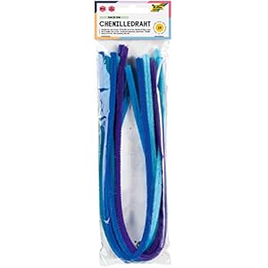 folia 77893 Lot de 10 cure-pipes en fil chenille Couleurs bleues Diamètre 8 mm Longueur 50 cm Idéal pour les enfants pour bricoler des animaux, des figurines et d’autres formes
