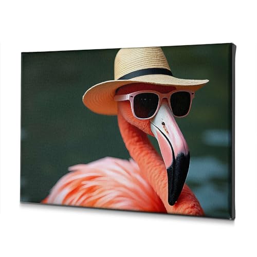 Toile flamant rose à lunettes pour égayer votre décoration murale de Pâques