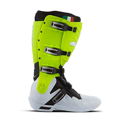 Jett Motocross, Bota Articulada para Piloto Adulto Unissex, Branco/Verde, 41