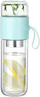 Theiere Infusion avec Filtre, Tasse infuseur à thé avec 320ml, Tasse à thé avec Infuseur, Tasse de thé de Fleur & Fruits, infuseur à Fruits,en Verre sans BPA,Noël Cadeau Femme Homme (Vert)