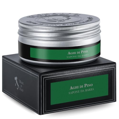 Bignoli Sapone da Barba Artigianale – Sapone da Barba con Schiuma Ricca per Rasatura Tradizionale (175 gr, Aghi di pino)