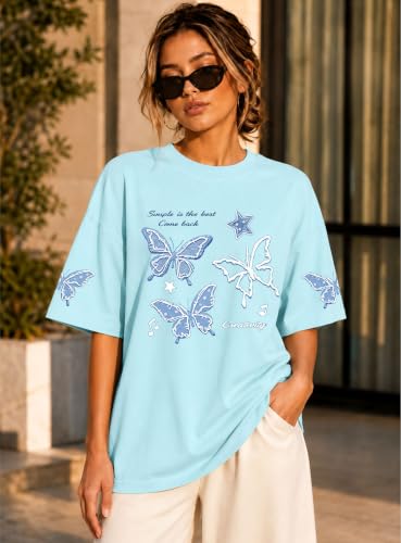 Image of London Hills Tshirt for Woman | Oversized Tshirt for Women | T Shirt for Womans | Graphic T Shirt for Women Pure Cotton | Tops for Woman Western, Printed Oversized Loose Fit Plus