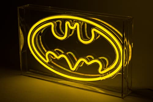 Image of Silver Buffalo DC Comics Batman Logo Symbol USB Powered Neon Light Box, 12 x 7 Inches