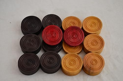 Image of Synco Professional Wooden Carrom Coins Set | 24 Carrom Board Coins in Special Case (Platinum Coins)