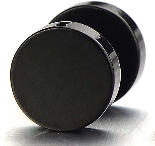 Screw Stud Earrings Men, Stainless Steel Cheater Fake Ear Plugs Gauges Illusion Tunnel - Image 3