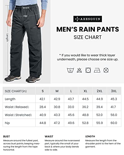 Men's Rain Pants, Waterproof Rain Over Pants Lightweight Packable Windproof Hiking Pants Outdoor Golf Work Grey #TOP6