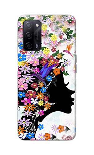Image of Printed Hard Back Cover Case for Oppo A55 5G | Oppo A53s 5G | Oppo A54s Back Cover (Floral Hairstyle Girl) -1803