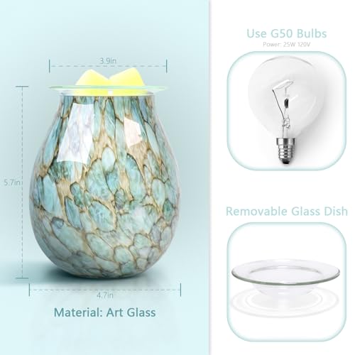 Electric Wax Melts Warmer Burner Essential Oil Warmer Wax Tart Burner Fragrance Night Light Aroma Decorative for Home Office Bedroom Living Room Decor Gifts (Light Green) - Thumbnail 6
