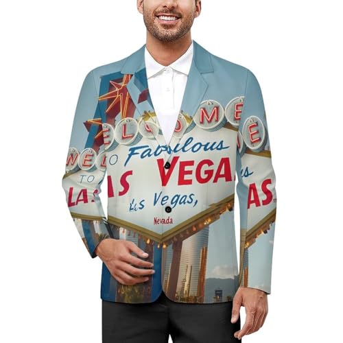 Welcome to Fabulous Las Vegas Mens Suit Jacket Lapel Blazers V Neck Button Business Coat Tuxedo for Wedding Party
