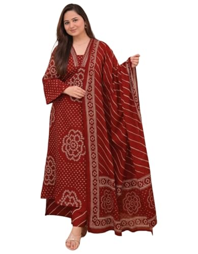 Kurta Anarkali femme rouge ensemble kurti de fête avec pantalon palazzo M