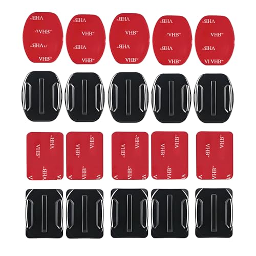 BaraRose goproヘルメットマウントカーブマウント セット GoPro Hero 13 12 11 10 9 8 7 6 5 4 用粘着パッド フラット & カーブ ヘルメット アタッチメントDJI Osmo AKASOアクションカメラに対応 用