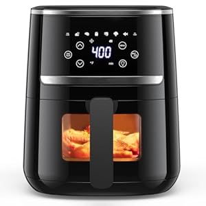 5.0 Qt Air Fryer Oven, Nonstick Cooker with Recipes, Oil Free, Electric Hot Air Fryer, Black