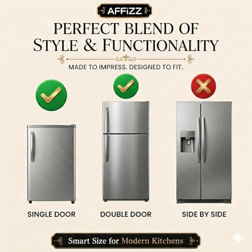 Image of Refrigerator Single Door Waterproof & Dustproof Protective Top Cover with 6 Storage Pockets - Washable Polyester Fridge Cover for Kitchen Organization (130 x 54 cm, Black)