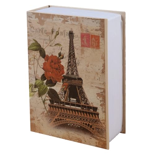 Buchtresor mit Zahlenschloss, Buchsafe Tresor, 24 x 16 x 6cm Umleitungsbuch Versteckter Safe, Ablagebuch Safe Aufbewahrungsbox für Schlüssel, Geld, Schmuck und Wertsachen (Pariser Turm Stil)