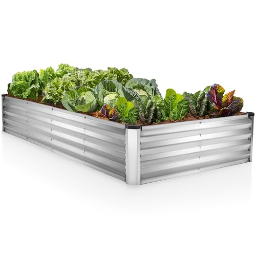 Plant & Plot Galvanized Raised Garden Beds Outdoor // 6×3×1