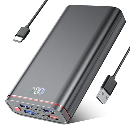 Portable Charger Power Bank, 46800mAh Huge Capacity External Battery Pack, QC 3.0 PD 20W Phone Charger, 6 Charging Port Battery Charger With Smart LED Display, Newest skin feel streamline design