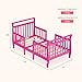 Dream On Me Emma 3-in-1 Convertible Wooden Toddler Bed in Fuschia Pink, Baby Safety Alliance Certified, Low-to-Floor Design, Solid Pinewood with Safety Rails
