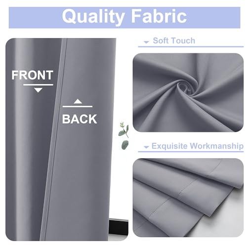 Simplebrand Ava Silver Grey Short 36 Inches Blackout Curtain 2 Panels Set, Half Window Rod Pocket Privacy Curtain Tiers for Kitchen, Curtains Blackout for Bathroom Shades, W40 x L36 Inch, Silver Grey